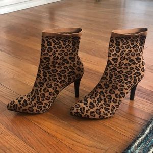 Leopard print bootie heels